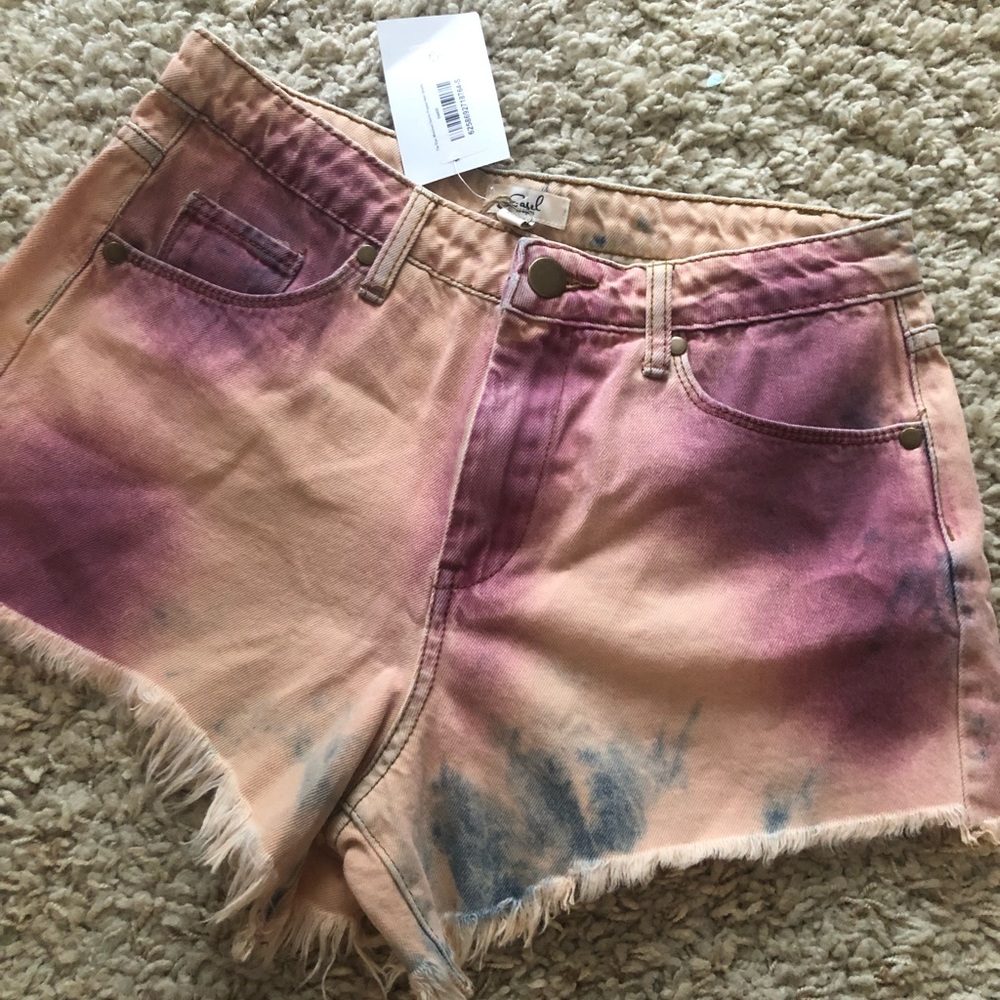 Frayed tie dyed shorts